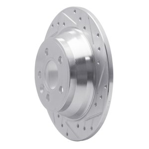 Volvo S80 Brake Rotor (1) - Rear Right - R1 Concepts - Drilled & Slotted - Silver - `07-`10